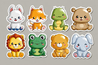design cute animal emoticon, cute character, sticker, cartoon mascot vector