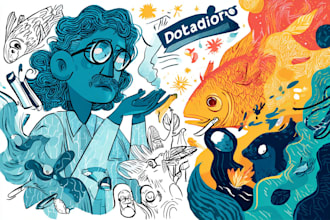 draw line art doodle illustration, icons