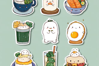 design cute kawaii doodles stickers cartoon characters
