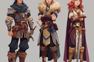create dnd character art and sci fi concept art
