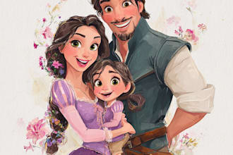 do a professional disney family portrait for you