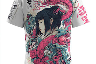 draw t shirt design on graffiti art, japanese art