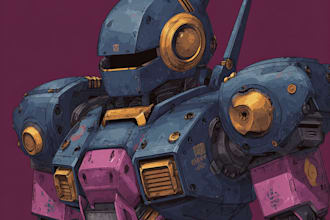 make a mecha robot art and illustration