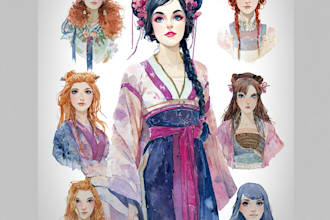 create watercolor and digital illustrations