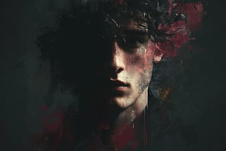 paint digital realistic or abstract dark art portraits