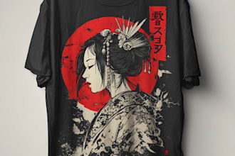 draw japanese illustration for t shirt