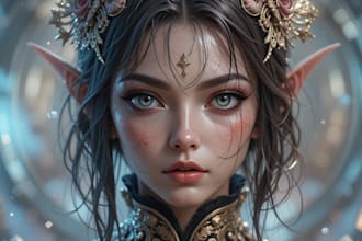 create high quality 3d character art, fantasy , sci fi art