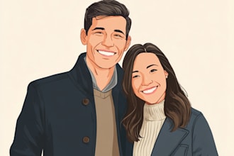 illustrate cute couple or family portrait