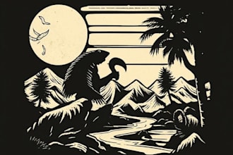 create animal linocut tshirt design for brands