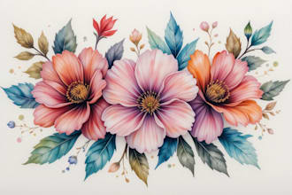 create a beautiful watercolor flowers tattoo design for you