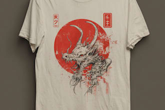 draw t shirt design on graffiti art, japanese art