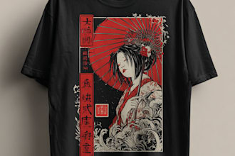 design amazing japanese or anime t shirt for your brand