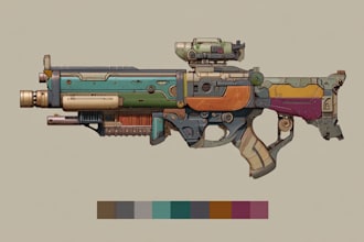 design creative concept art of weapons and items