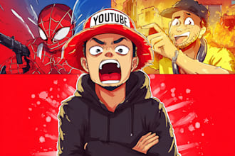 draw cartoon youtube thumbnail any art style