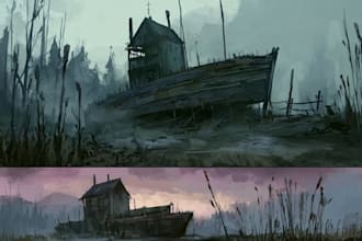 make a environment concept art and sci fi for your ideas