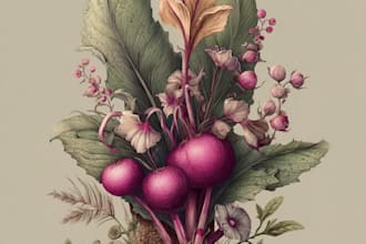 create a botanical vector illustrations of flowers, plants, fruits or herbs