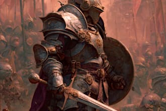 draw concept art of knights, dark fantasy warriors character
