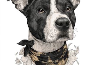 do custom pet portrait or pet illustration in tattoo style