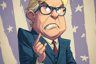 draw digital political editorial cartoon for social media