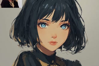 draw portrait, bust up, pfp, in cool anime style
