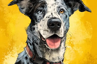 draw cartoon illustration portrait for dog, cat or any pet