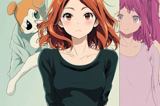 draw anime illustration, oc, fanart, background for vtuber
