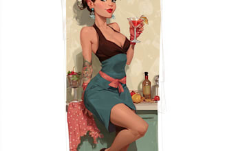 crate a pin up girl and pin up girl illustration