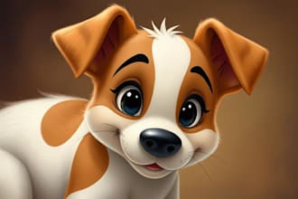 draw a cute disney style pet portrait