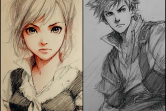 draw anime and game style characters art