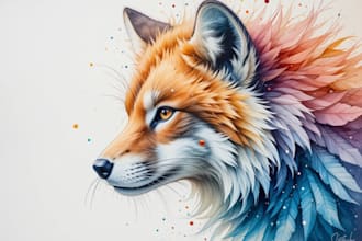 make a digital watercolor character art or furry