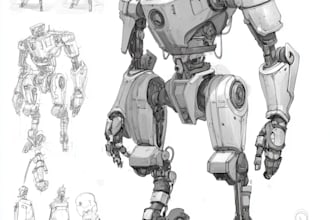 design any type of robot or mecha in lineart
