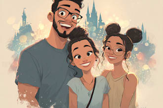 draw couple group portrait in my disney style