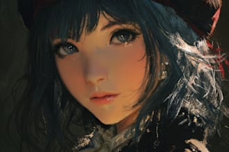draw anime headshot portrait profile picture, icon, avatar
