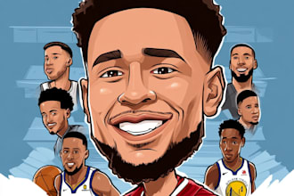 draw sports cartoon with big head or caricature style