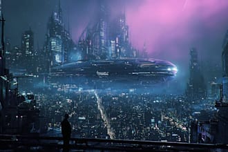 design an illustration of futuristic cyberpunk city