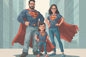 make a family superhero portraits for you