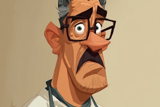 create unique realistic caricature logo art