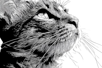 draw animal or pet vector in black and white