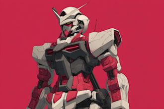 draw mecha robot,armor,gundam in anime or realism style