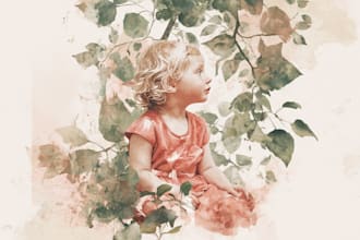 create whimsical watercolor and realistic children story