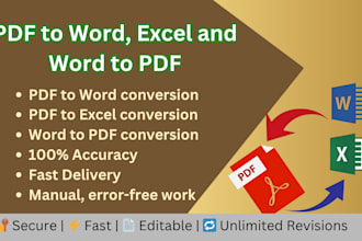 convert PDF to word, excel, and word, excel to PDF