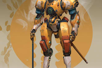 do custom illustration hero robot gundan