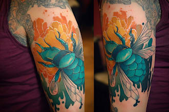 draw watercolor tattoo design