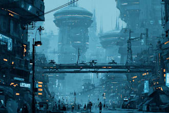 design an illustration of futuristic cyberpunk city