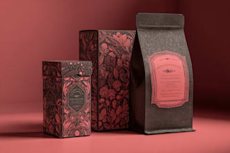 do product label, box package, pouch bag design for brand