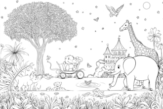 draw amazing coloring book pages illustration for children