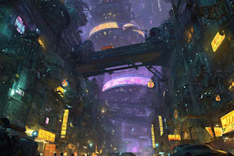 do cyberpunk futuristic city art