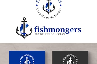 create modern wonderful ship, marine, anchor logo