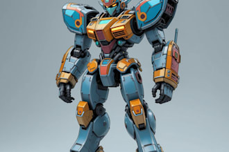 create cartoon mecha robot   design