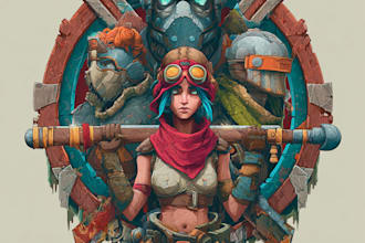draw a fantasy, rpg, sci fi, steam game logo